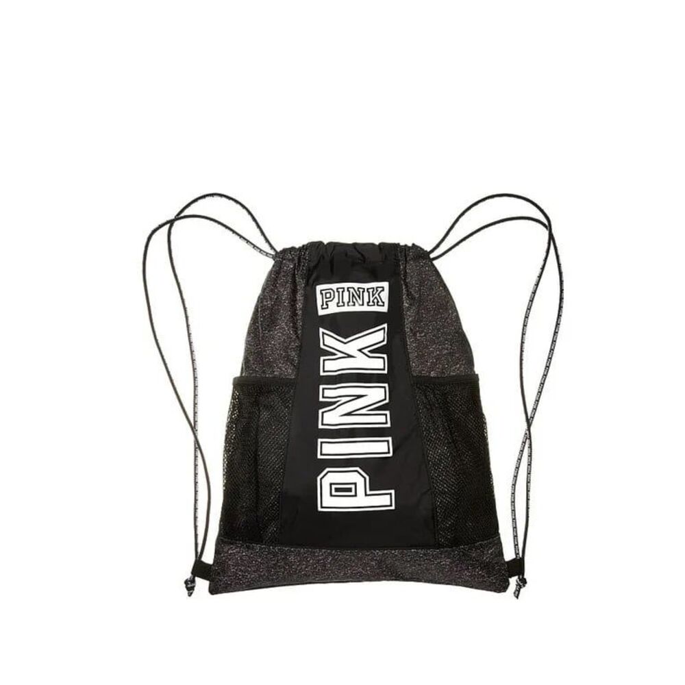 Victoria's Secret PINK Signature Logo Sporty Drawstring Backpack Tote Bag